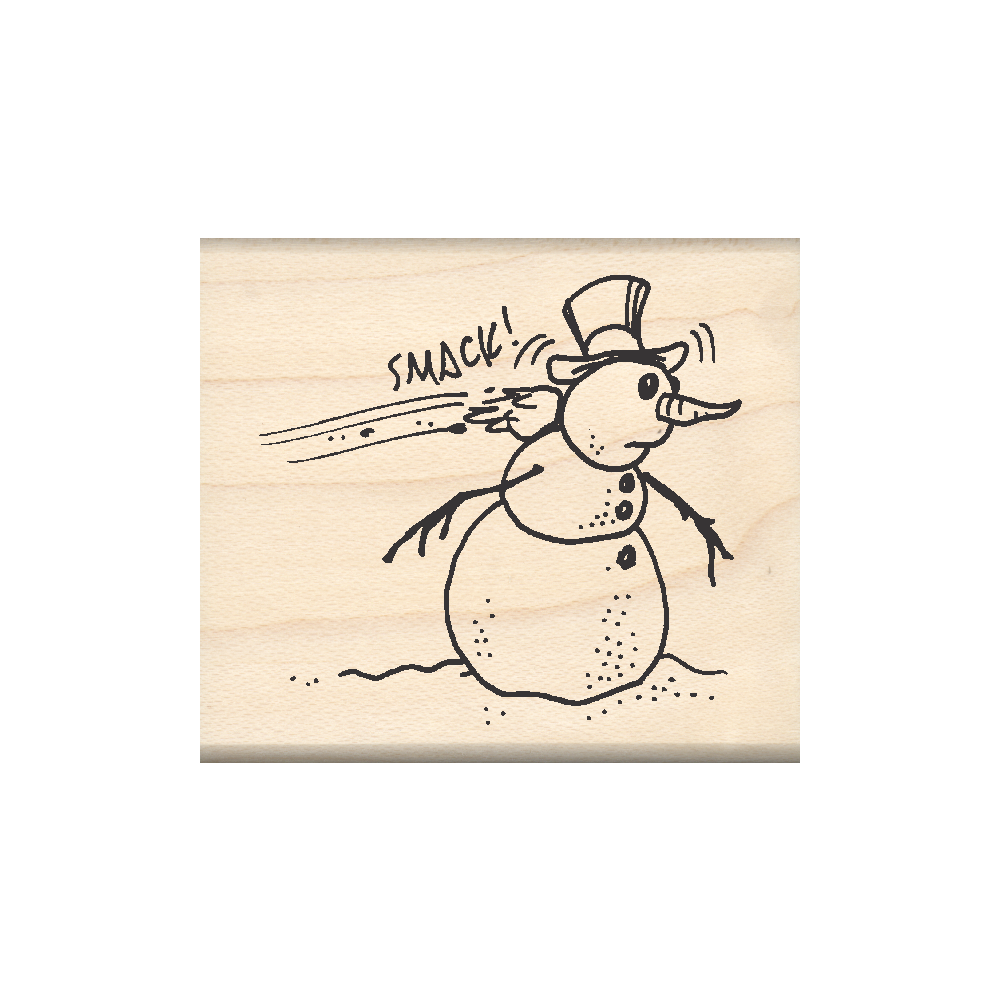 Snowman Snowball Christmas Rubber Stamp 1.75" x 2" block