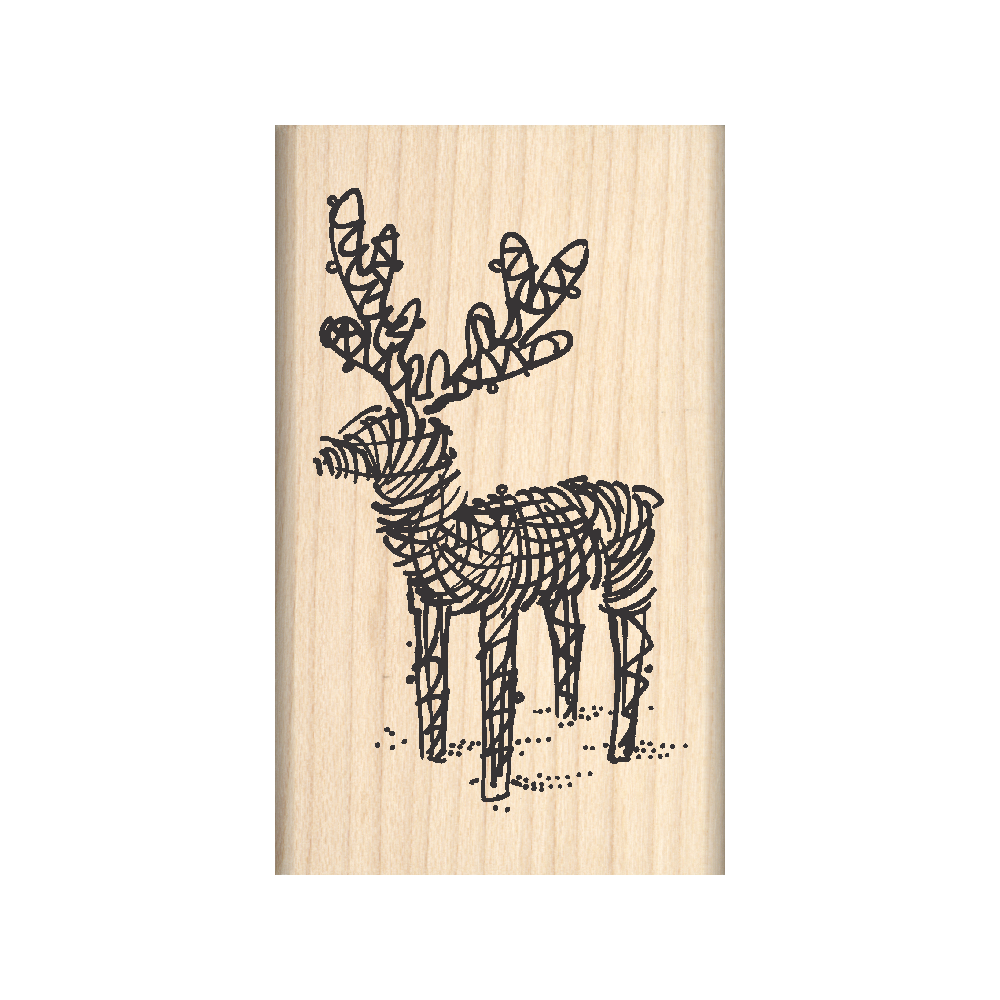 Reindeer Lawn Ornament Christmas Rubber Stamp 1.5" x 2.5" block