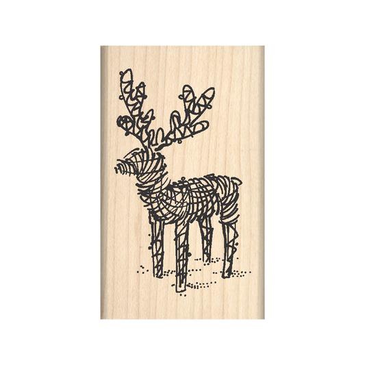 Reindeer Lawn Ornament Christmas Rubber Stamp  1.5" x 2.5" block