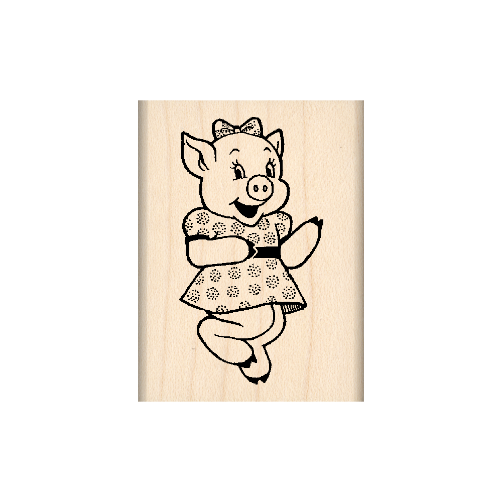 Pig Rubber Stamp 1.5" x 2" block