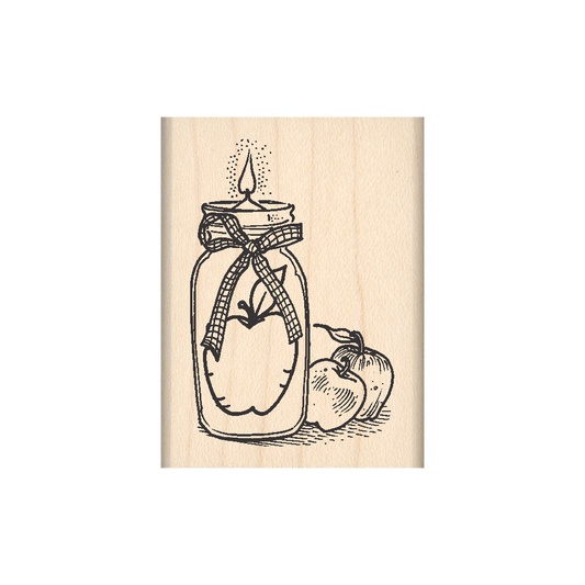 Spiced Apple Candle Rubber Stamp 1.5" x 2" block