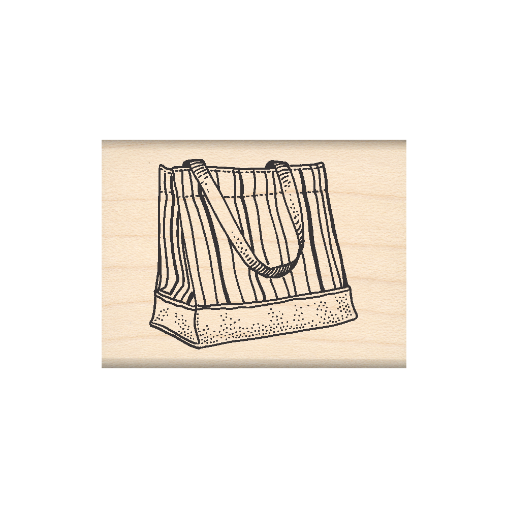 Beach Bag Rubber Stamp 1.5" x 2" block