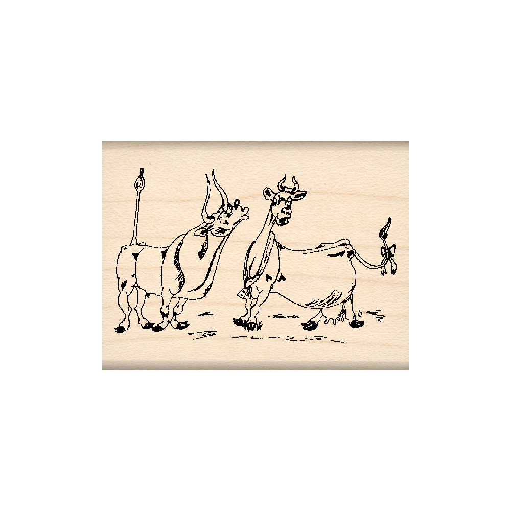 Mooo Love Cows Rubber Stamp 1.5" x 2" block