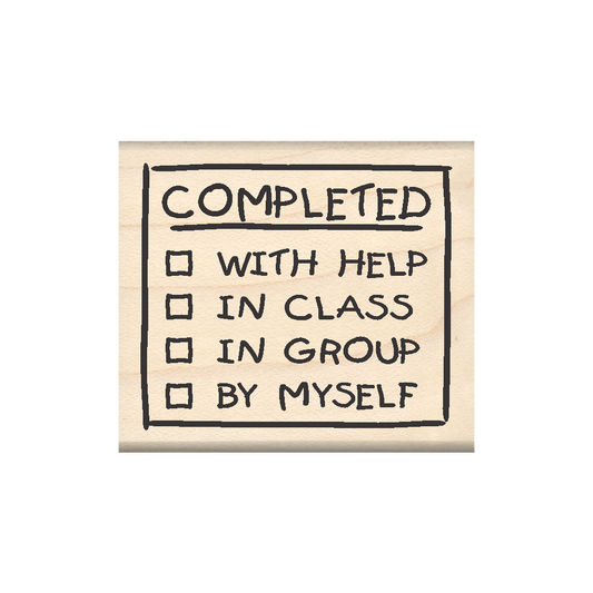 Completed with Help Spec. Ed. Teacher's Rubber Stamp 1.75" x 2" block