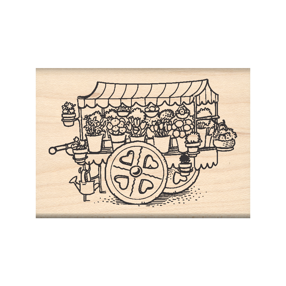 Garden cart Rubber Stamp 1.75" x 2.5" block