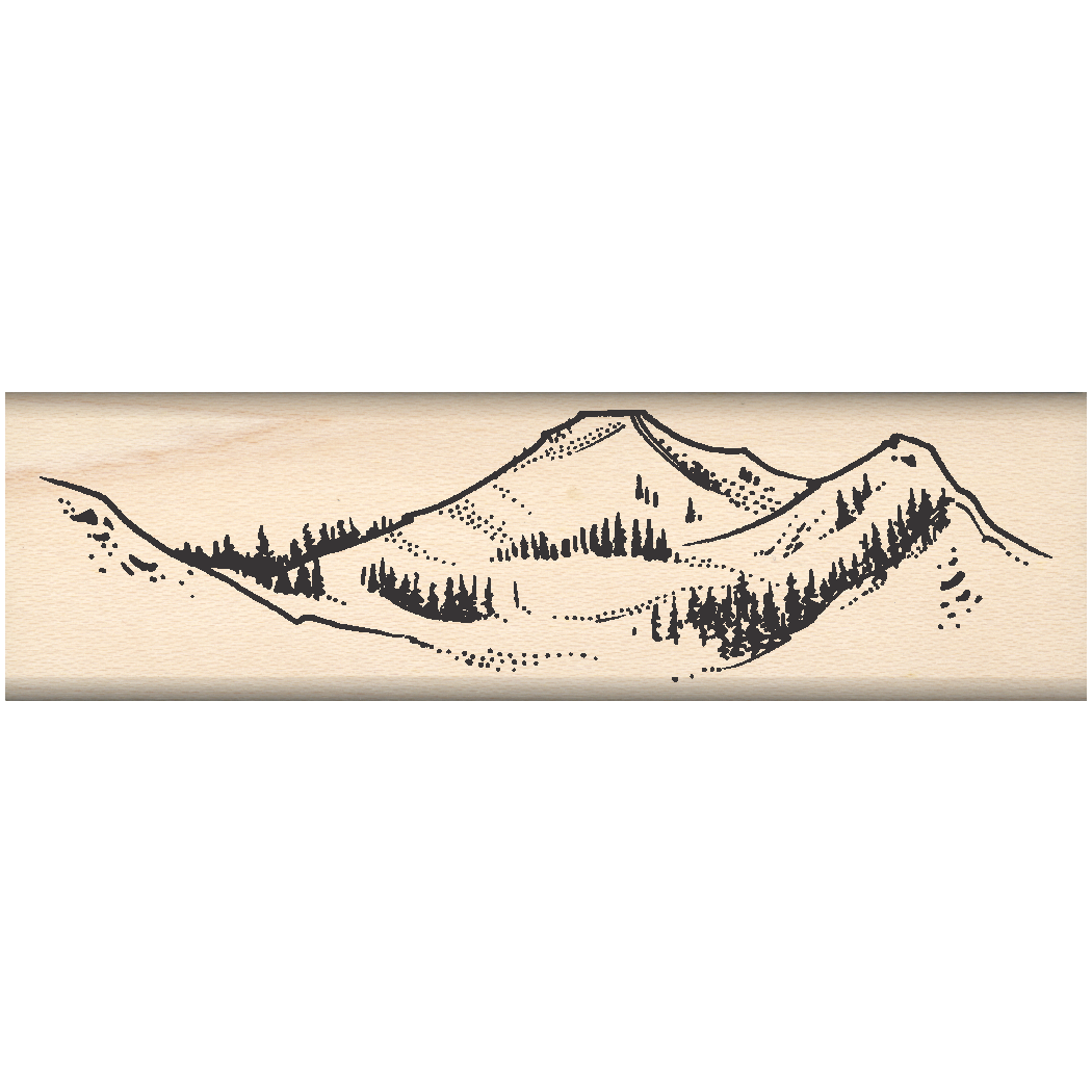 Mountain Scene Rubber Stamp 1.5" x 3.5" block