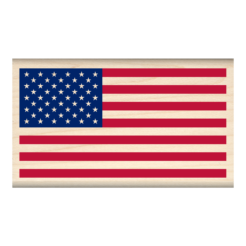 American Flag Rubber Stamp 1.75" x 3" block