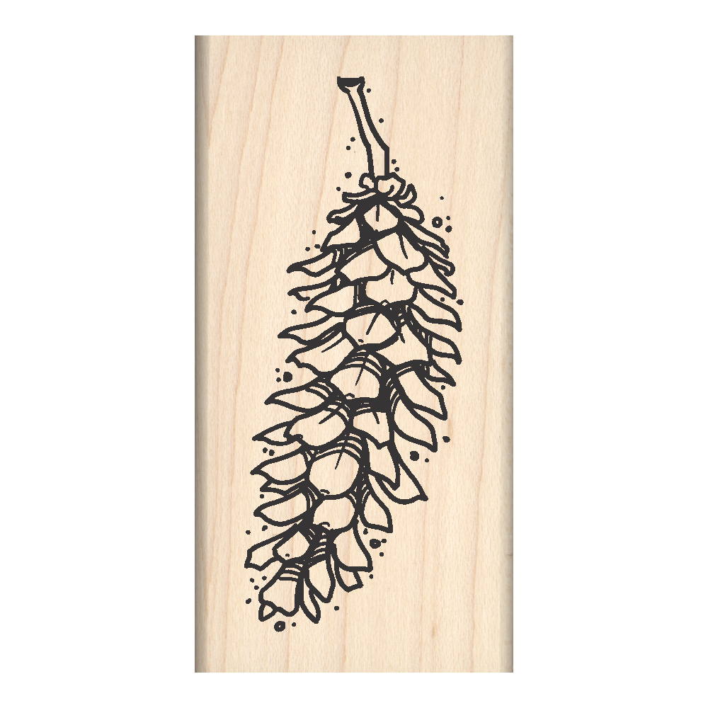 Pine Cone Rubber Stamp 1.5" x 3" block
