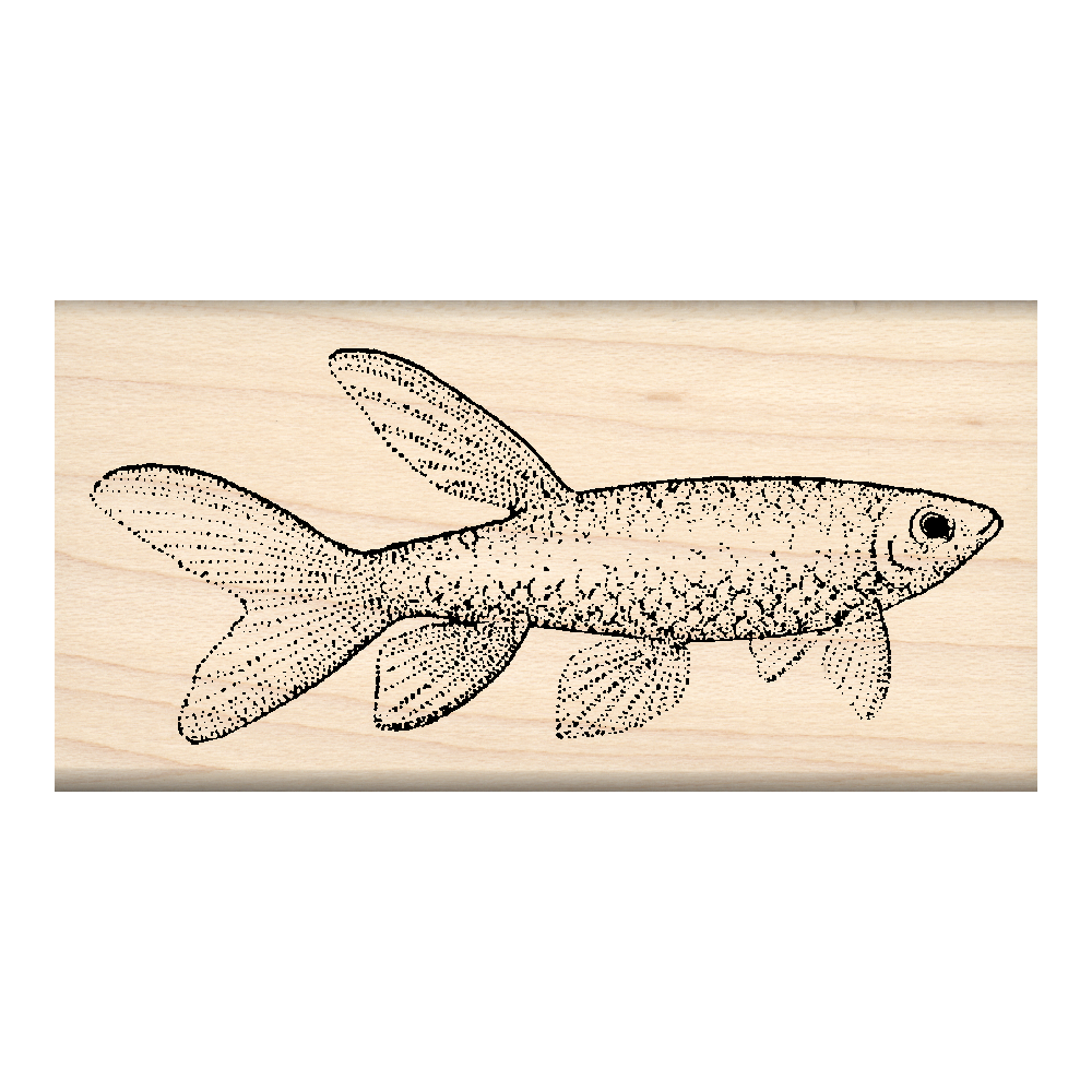 Fish Rubber Stamp 1.5" x 3" block