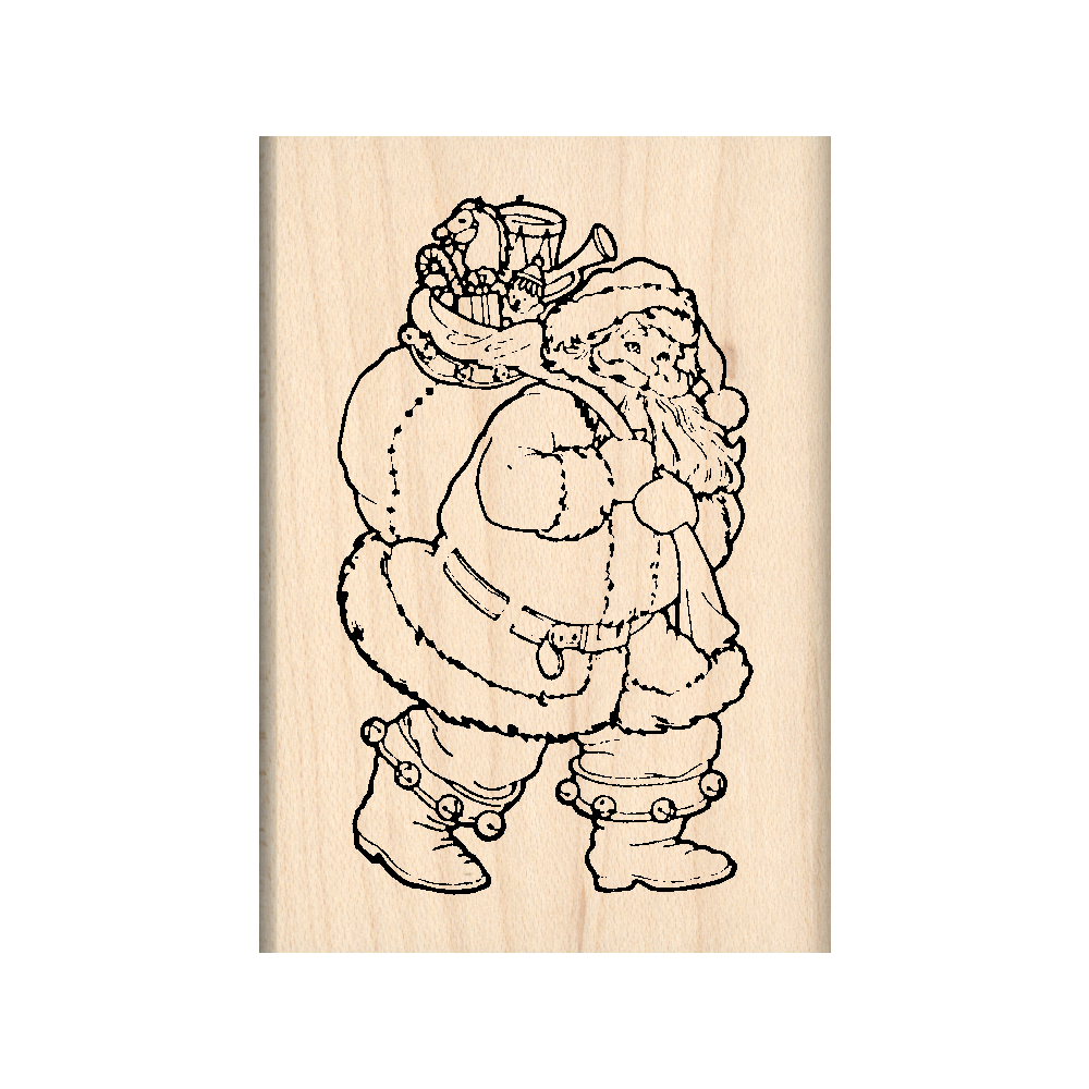 Santa Christmas Rubber Stamp 1.75" x 2.5" block