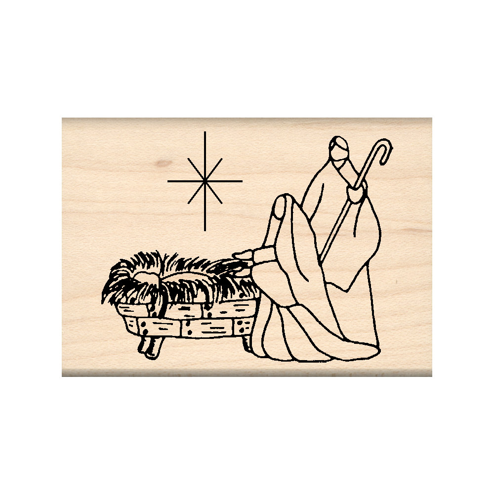 Christmas Nativity Rubber Stamp 1.75" x 2.5" block