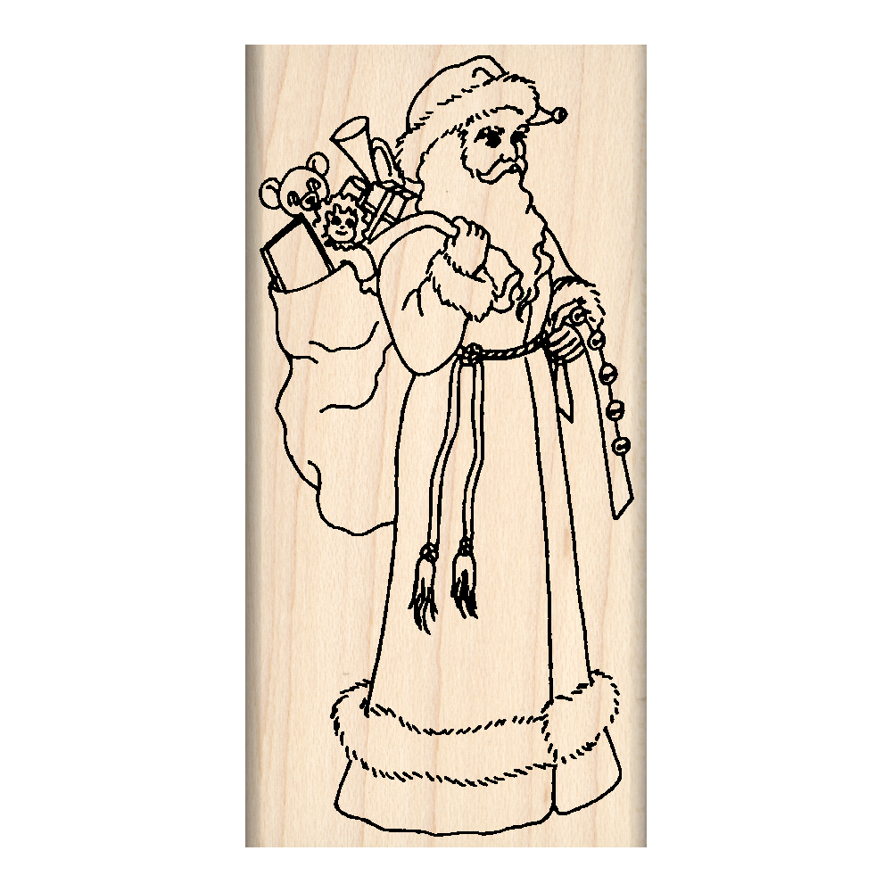 Father Christmas Rubber Stamp 1.75" x 3" block