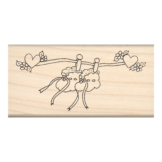 Baby Shoes Rubber Stamp 1.5" x 3" block