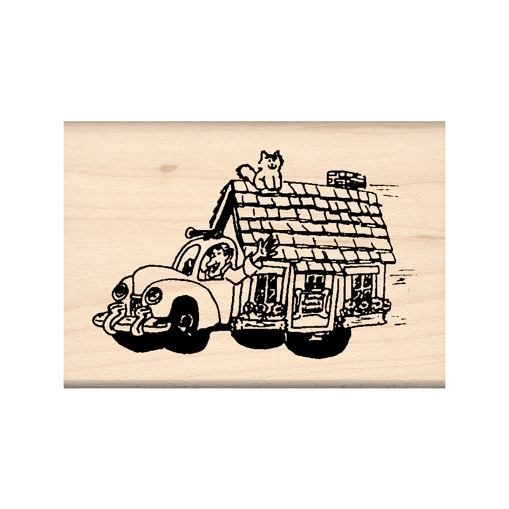 Motorhome Rubber Stamp 1.75" x 2.5" block