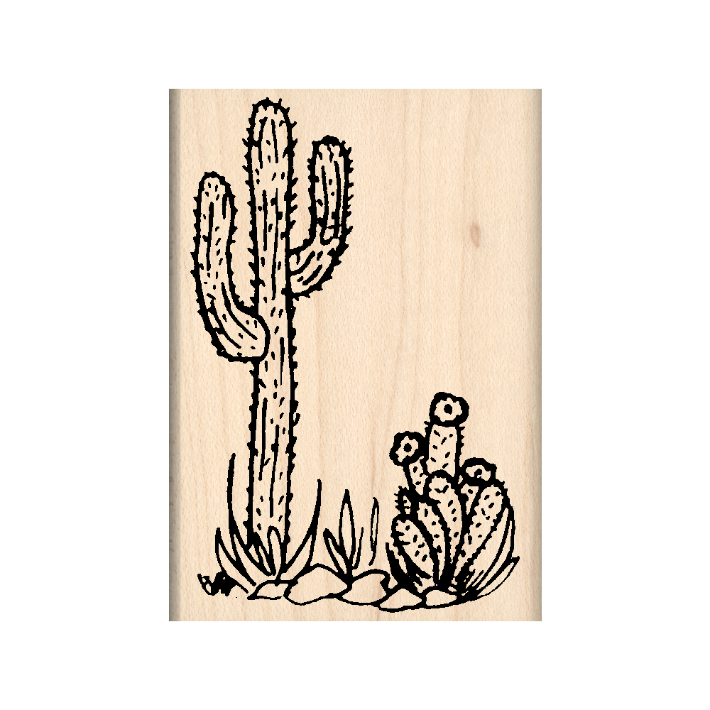 Cactus Rubber Stamp 1.75" x 2.5" block