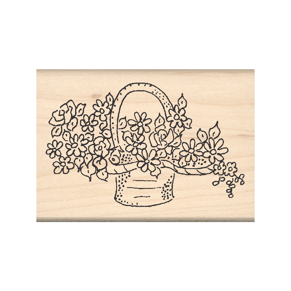 Flower Basket Rubber Stamp 1.75" x 2.5" block