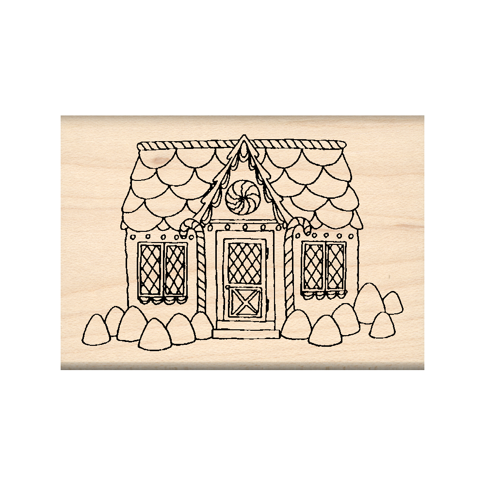 Gingerbread House Rubber Stamp 1.75" x 2.5" block