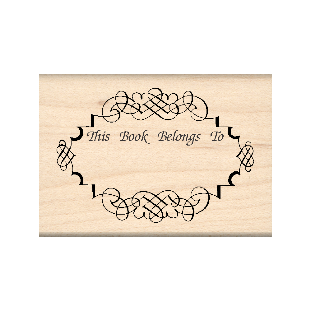 This Book Belongs to: Bookplate Rubber Stamp 1.75" x 2" block