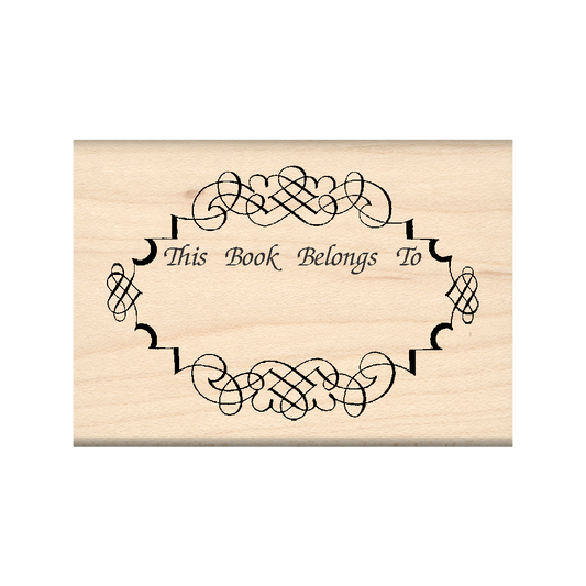 This Book Belongs to: Bookplate Rubber Stamp 1.75" x 2" block