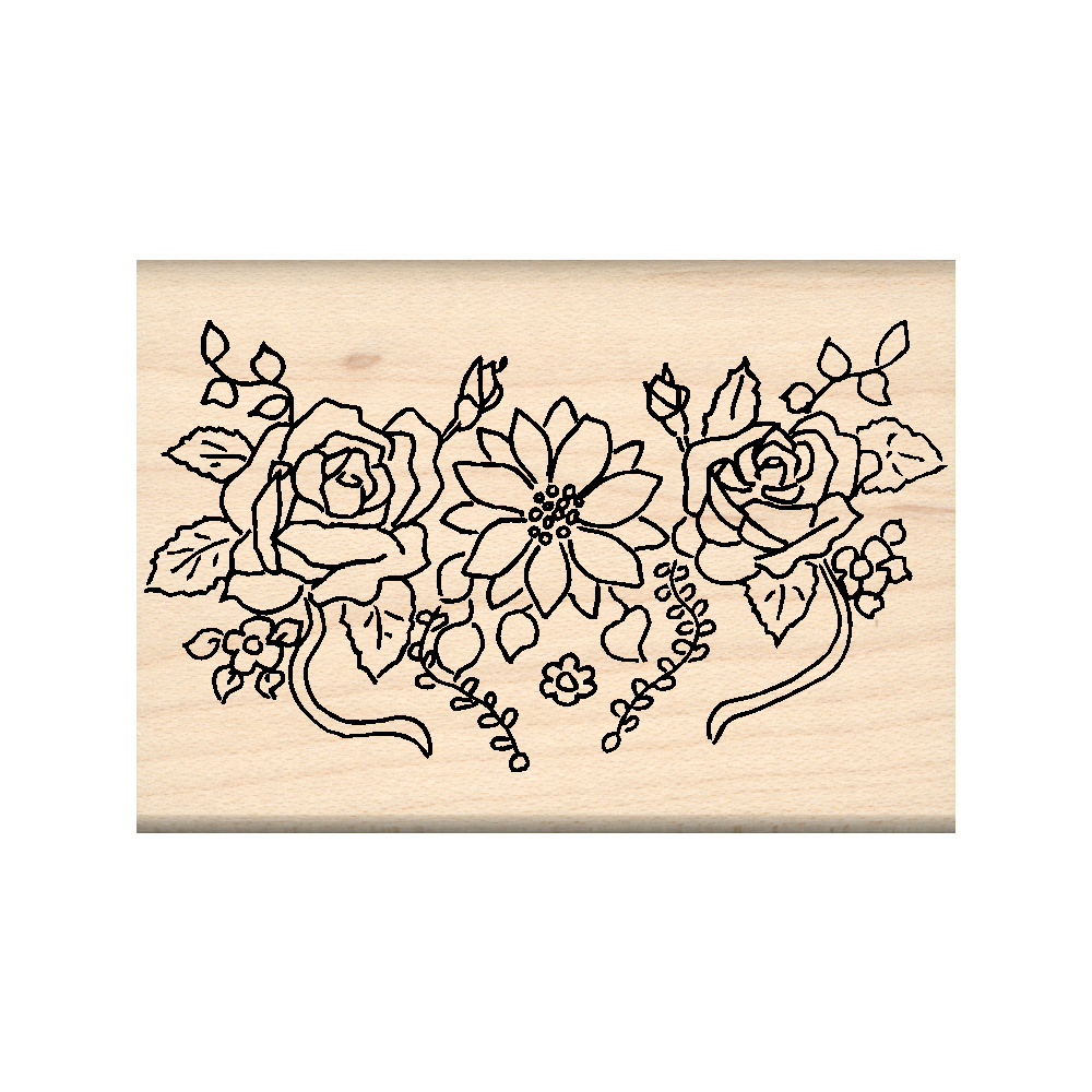 Flower Pattern Rubber Stamp 1.75" x 3" block