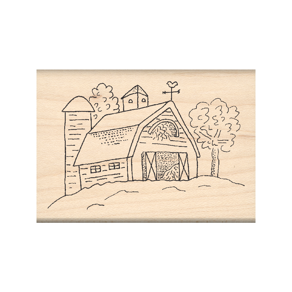 Barn Rubber Stamp 1.75" x 2.5" block