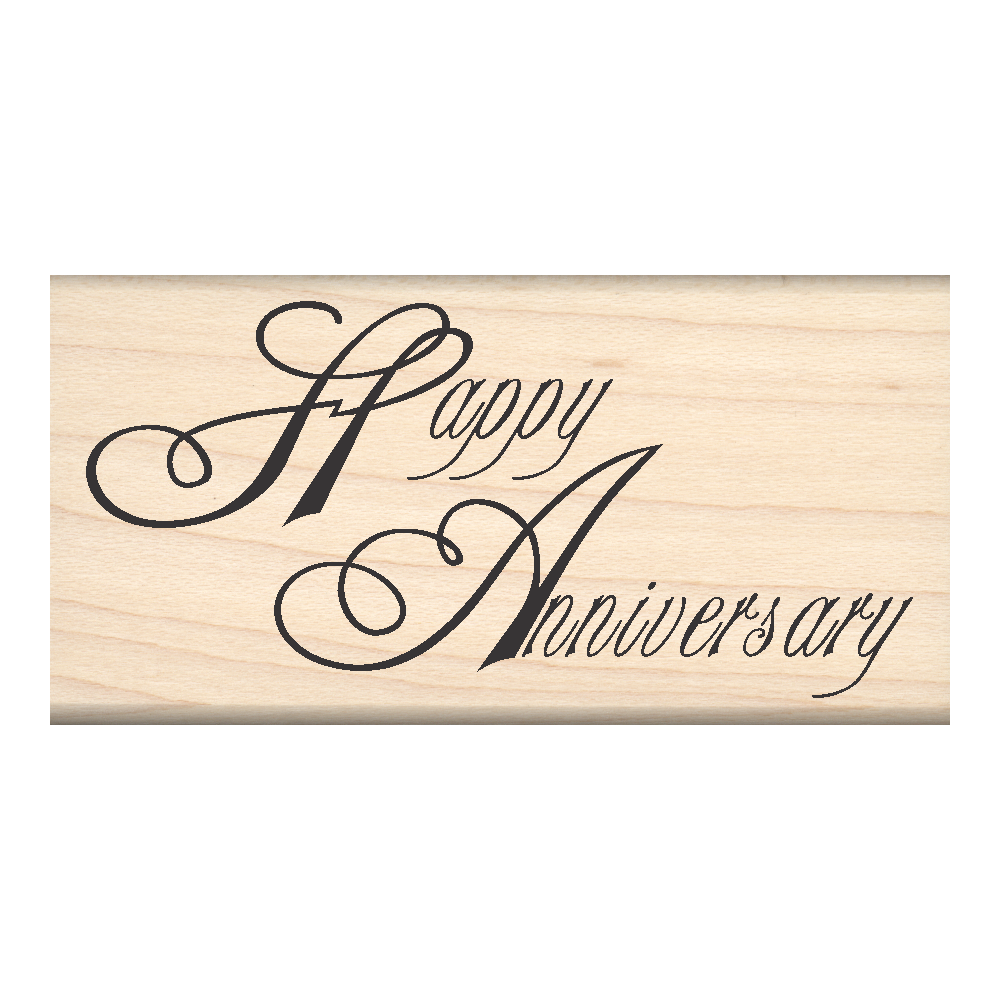 Happy Anniversary Rubber Stamp 1.5" x 3" block