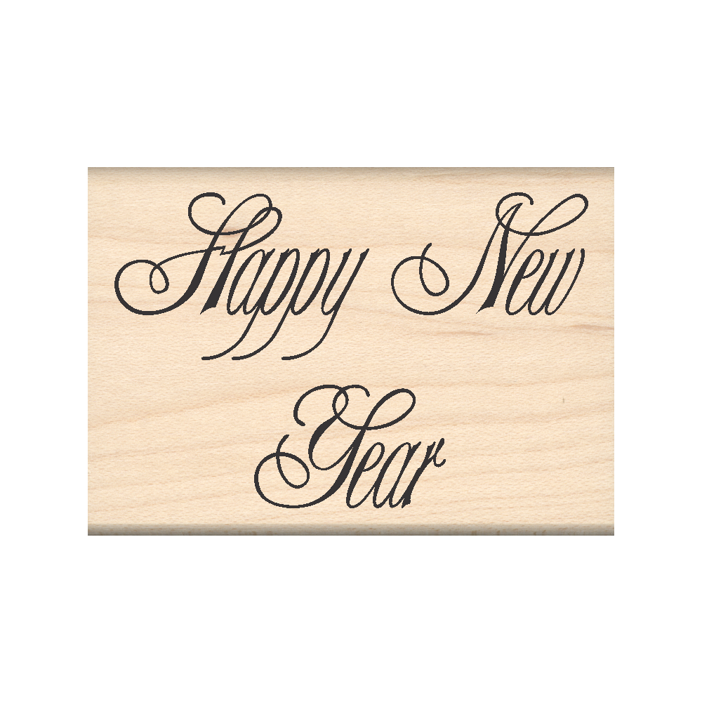 Happy New Year Rubber Stamp 1.75" x 2.5" block