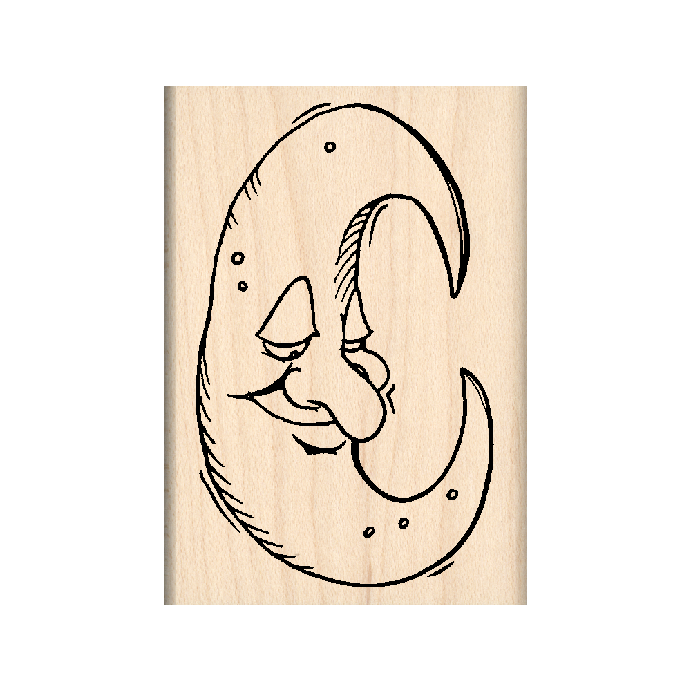 Moon Rubber Stamp 1.75" x 3" block