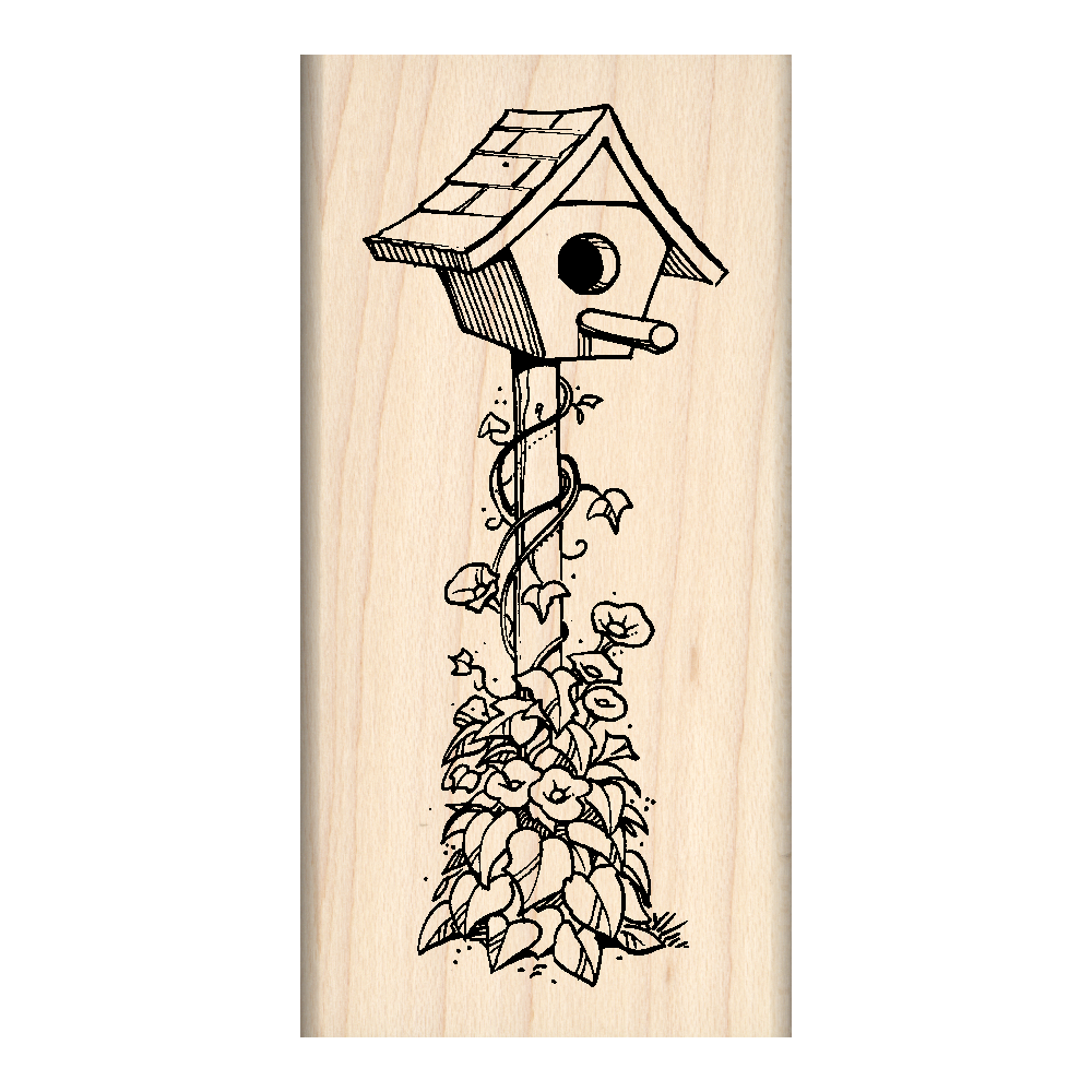Birdhouse Rubber Stamp 1.5" x 3" block