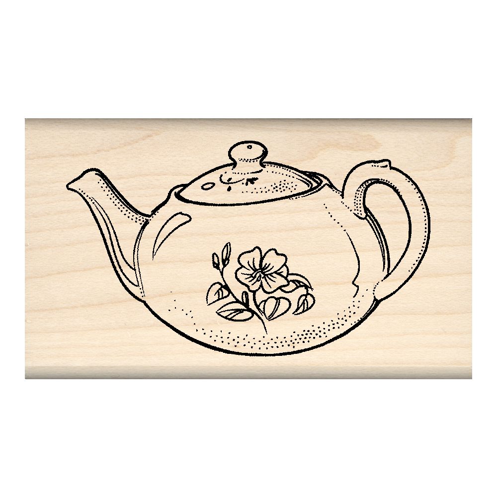 Teapot Rubber Stamp 1.75" x 3" block