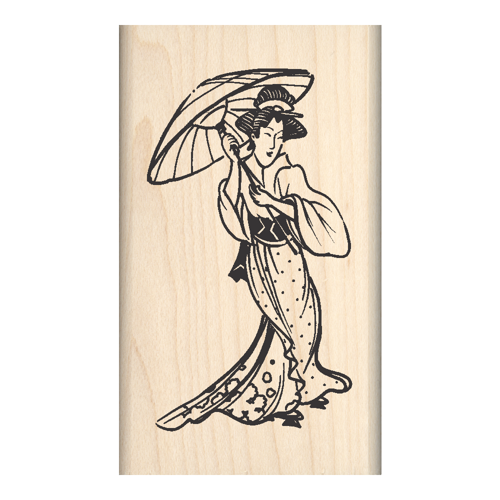 Japanese Woman Rubber Stamp 1.75" x 3" block