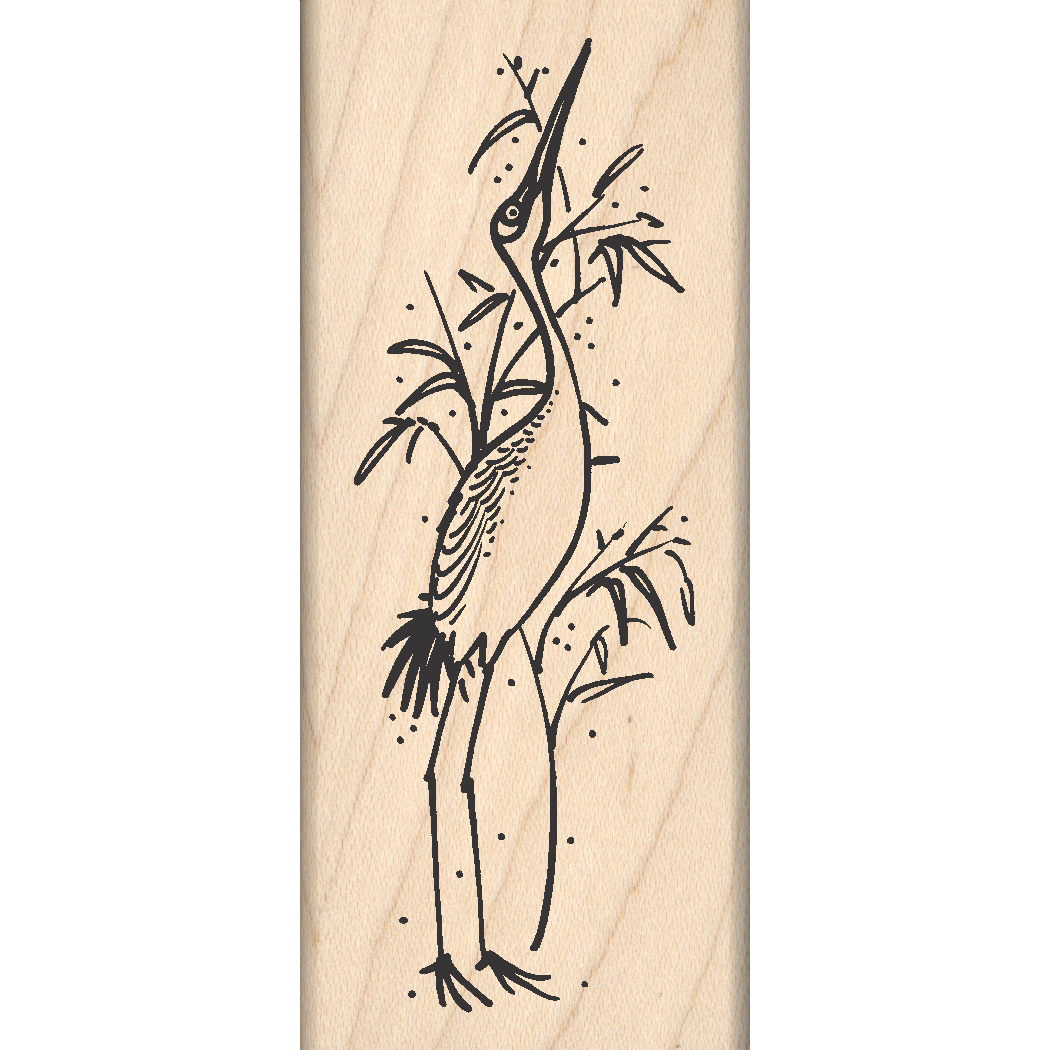 Japanese Crane Rubber Stamp 1.5" x 3.5" block