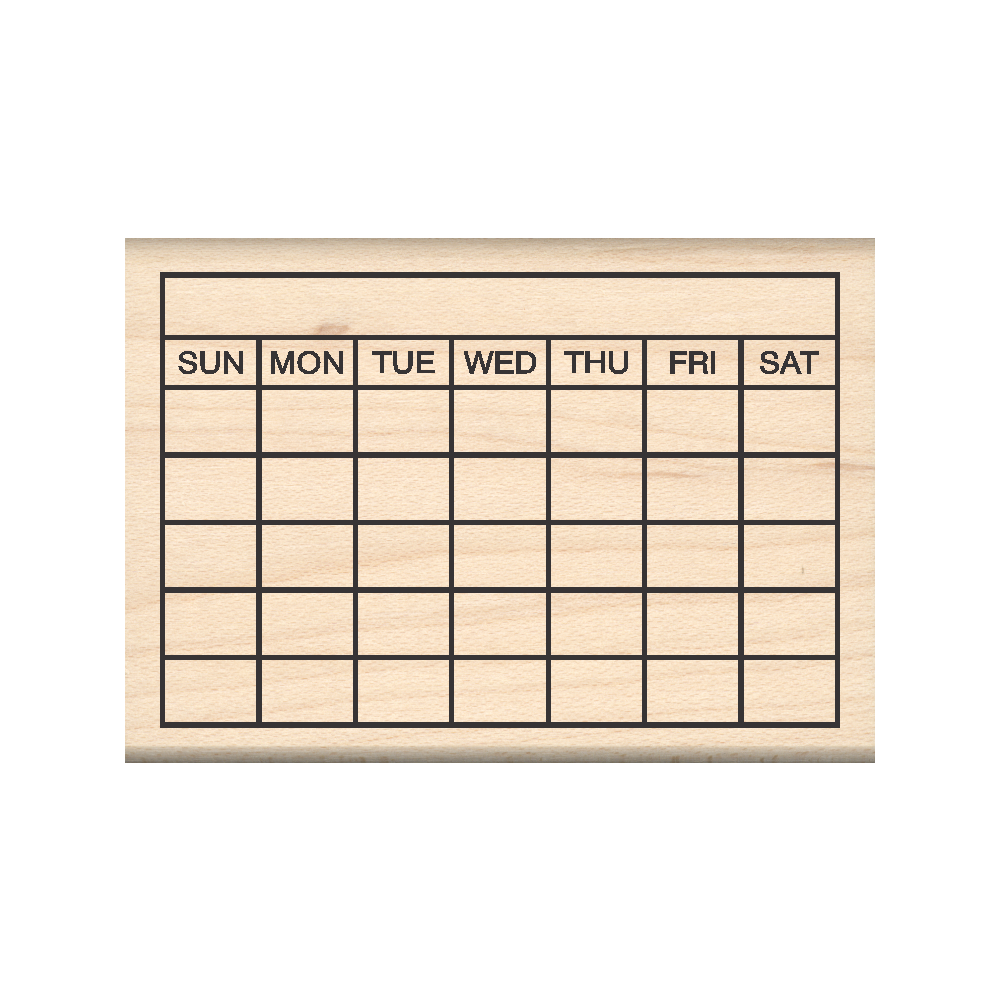 Bullet Journal 5 Row Calendar Rubber Stamp 1.75" x 2.5" block