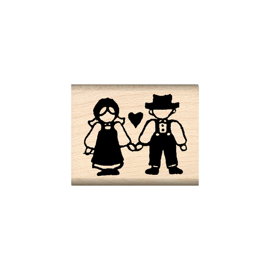 Country Couple Rubber Stamp 1" x 1.25" block