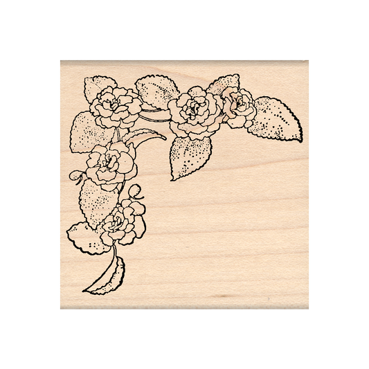 Flower Corner Rubber Stamp 2.5" x 2.5" block