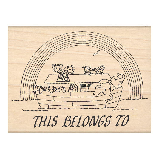 Noah's Ark This Belongs to: Bookplate Rubber Stamp 2.25" x 3" block