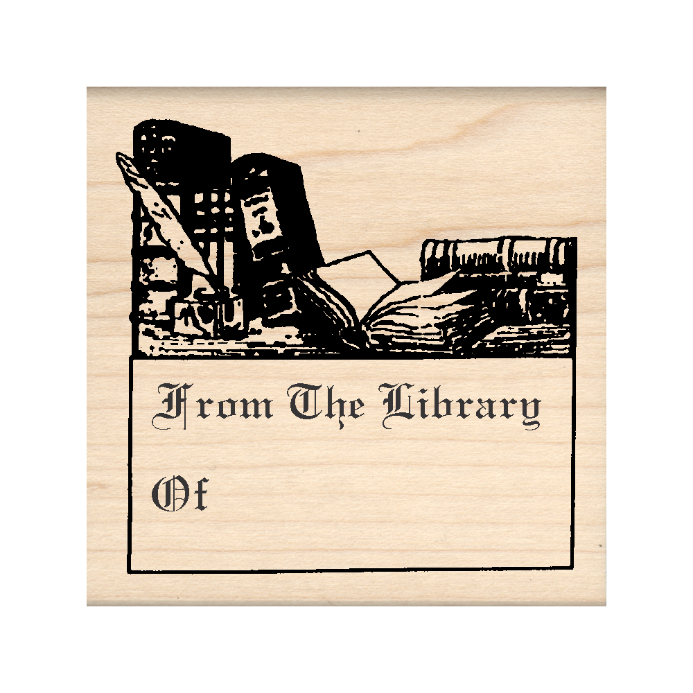 FromThe Library of: Bookplate Rubber Stamp 2.5" x 2.5" block