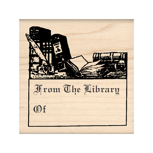 FromThe Library of: Bookplate Rubber Stamp 2.5" x 2.5" block