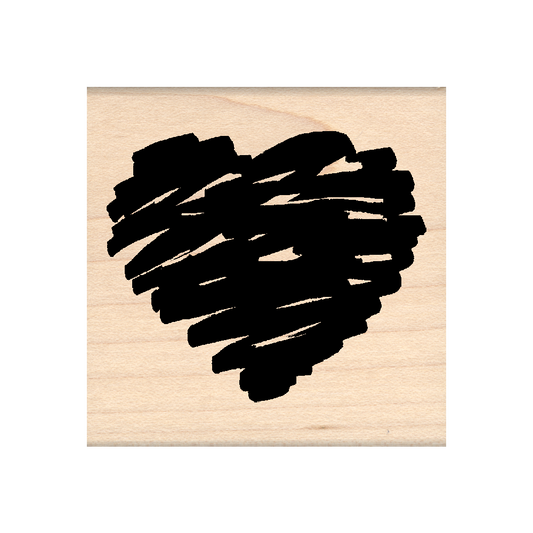 Scribble Heart Rubber Stamp 2.25" x 2.25" block
