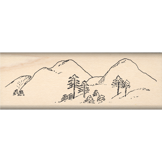 Mountain Scene Rubber Stamp 1.5" x 4.25" block