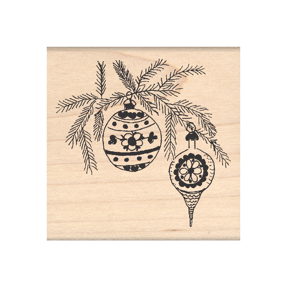 Christmas Ornaments Rubber Stamp 2.5" x 2.5" block
