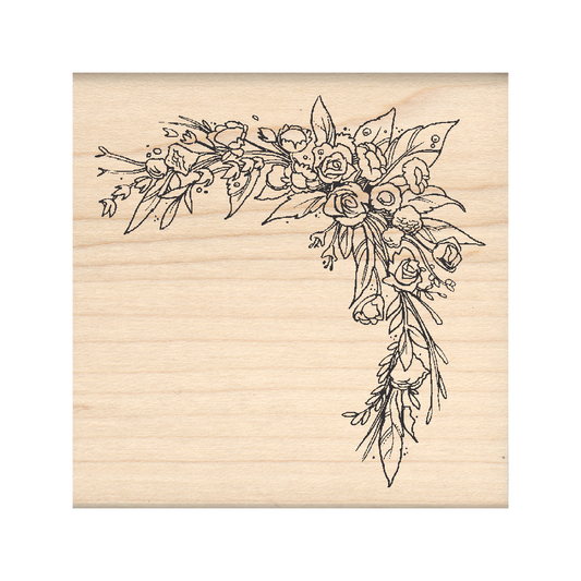Flower Corner Rubber Stamp 2.5" x 2.5" block