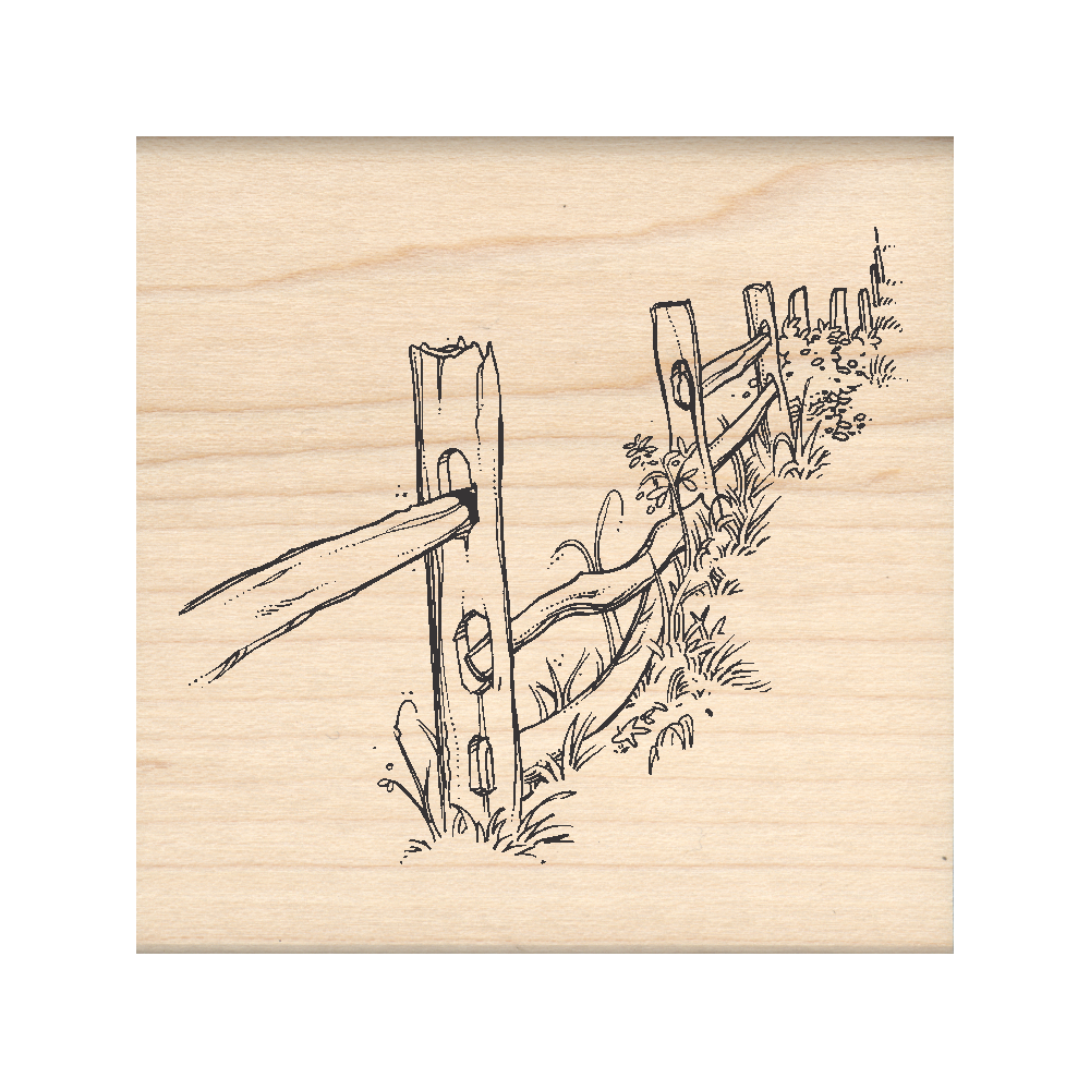 Fence Rubber Stamp 2.5" x 2.5" block