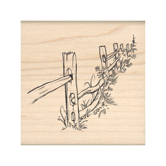 Fence Rubber Stamp 2.5" x 2.5" block