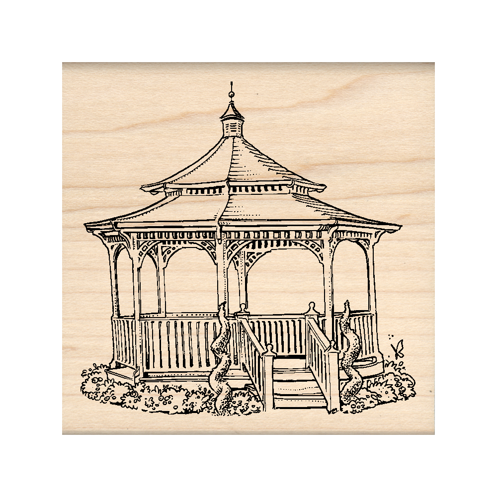 Gazebo Rubber Stamp 2.5" x 2.5" block