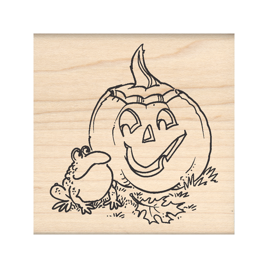 Jack-o'-Lantern/Frog Rubber Stamp 2.5" x 2.5" block