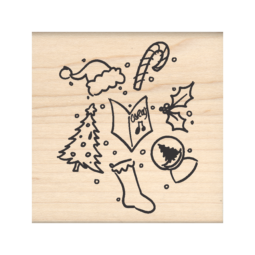 Christmas Pattern Rubber Stamp 2.5" x 2.5" block