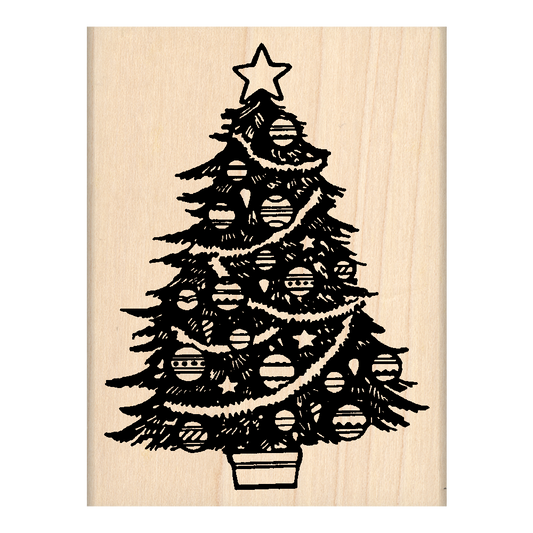 Christmas Tree Rubber Stamp 2.5" x 3" block