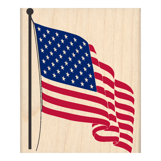 American Flag Rubber Stamp 2.5" x 3.25" block