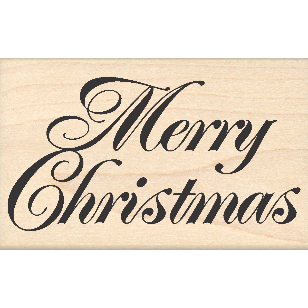 Merry Christmas Rubber Stamp 2.5" x 4" block